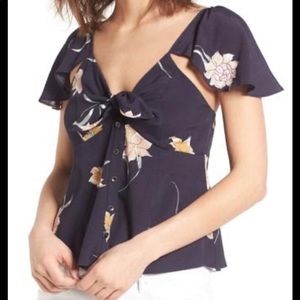 ASTR Floral Flutter Sleeve Top